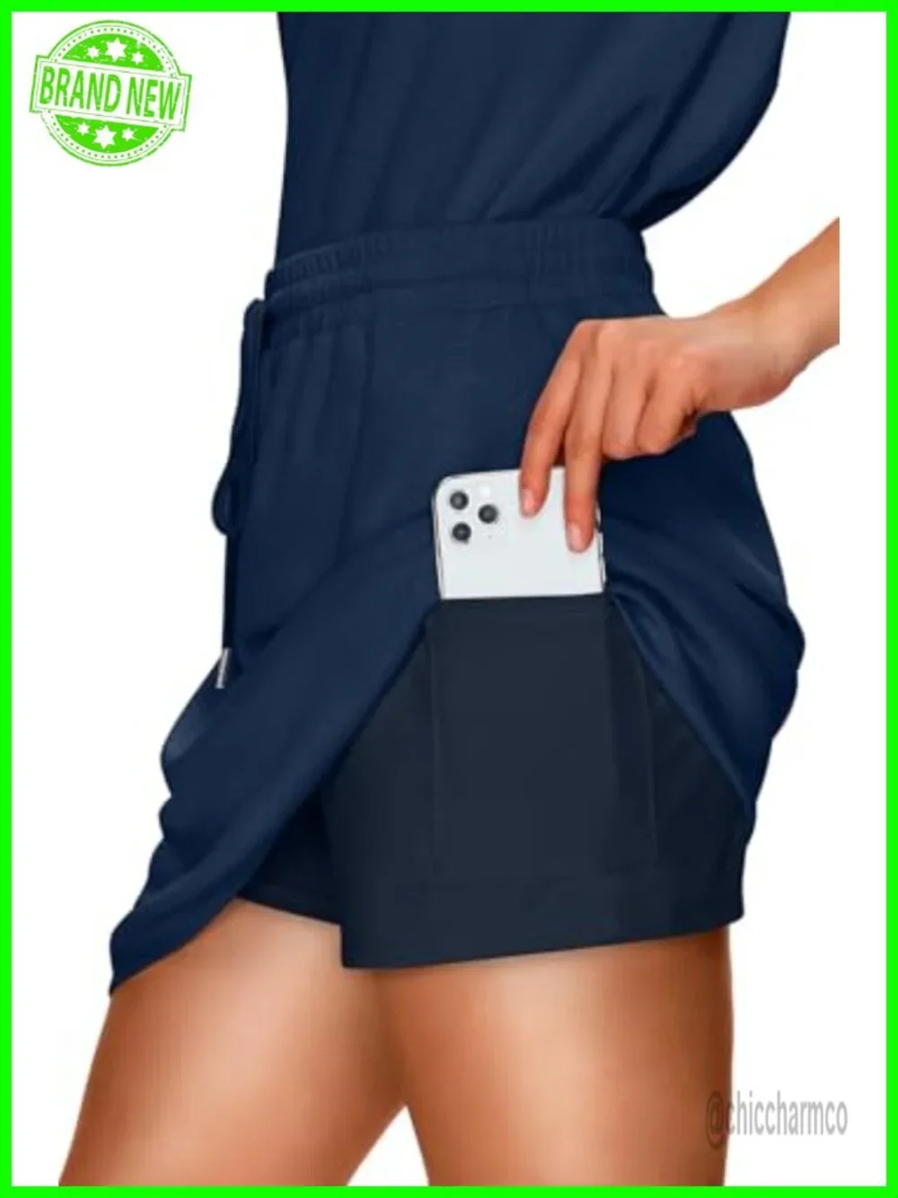 Two Piece Skirt Set with Cap Sleeve V Neck Top and Tennis Skort - Lounge Active